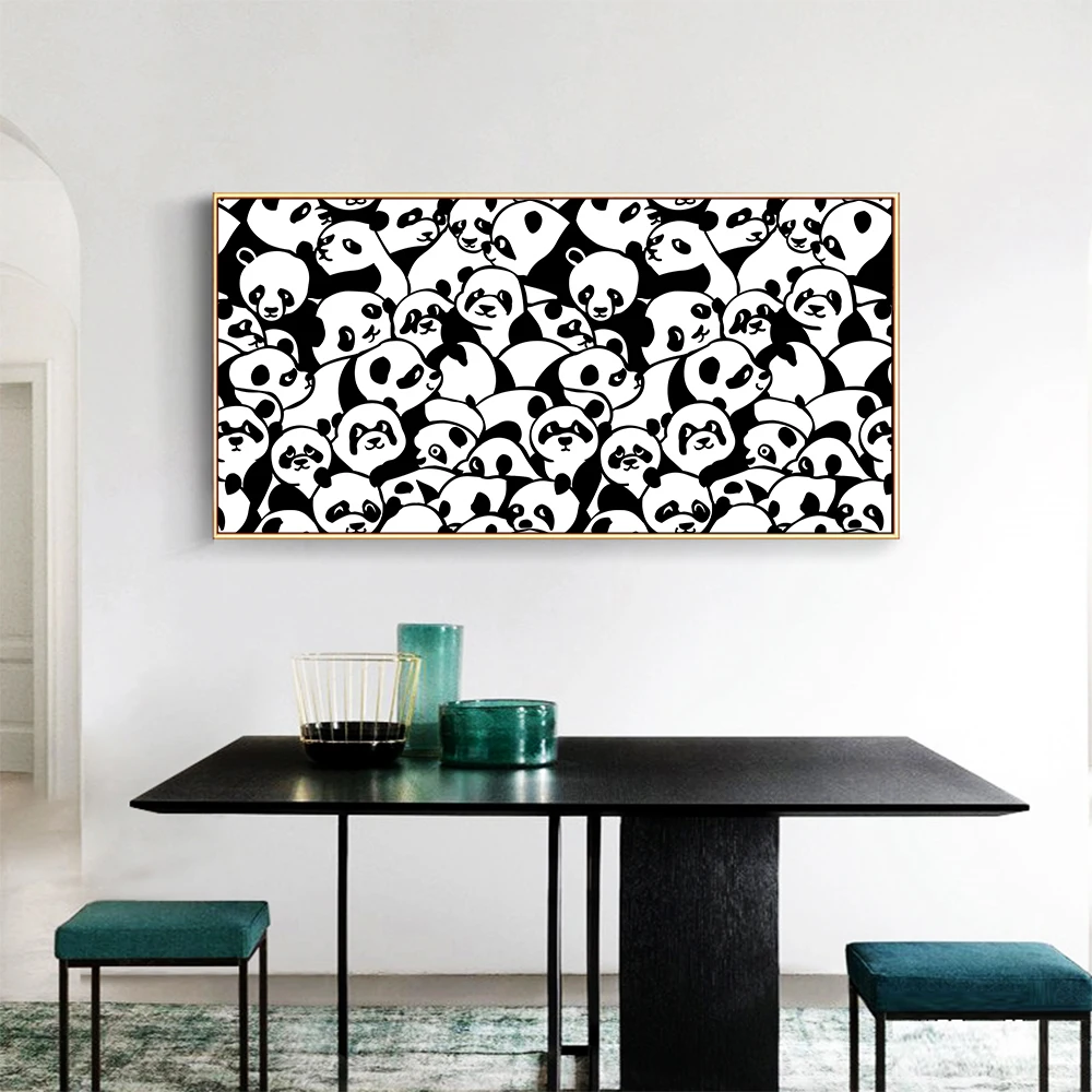 AAVV Plakat Wall Art Živalskih Oljna slika Psa in panda Platno Sliko Kuža, Prijateljstvo, Za Dnevni Sobi Doma Dekor Brez Okvirja