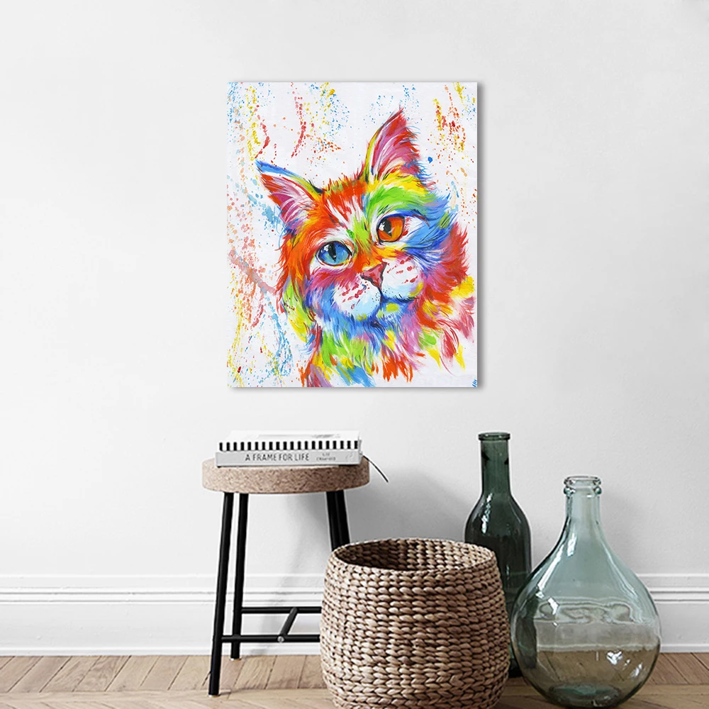 AAVV Wall Art Platno, Slike Živali Mačka, Barvanje Doma Dekor Za Dnevna Soba Brez Okvirja X13