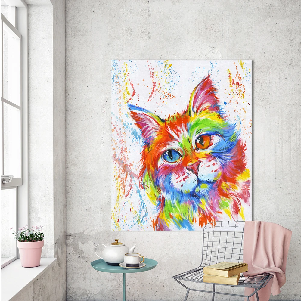 AAVV Wall Art Platno, Slike Živali Mačka, Barvanje Doma Dekor Za Dnevna Soba Brez Okvirja X13