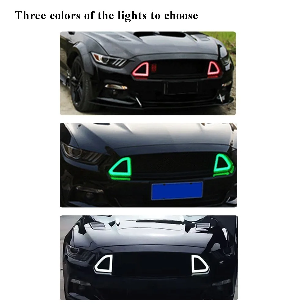 ABS Mat Črno Masko za Ford Mustang Spredaj Mash Žar S Svetlobo, Belo Zelena, Rdeča Barva-2017