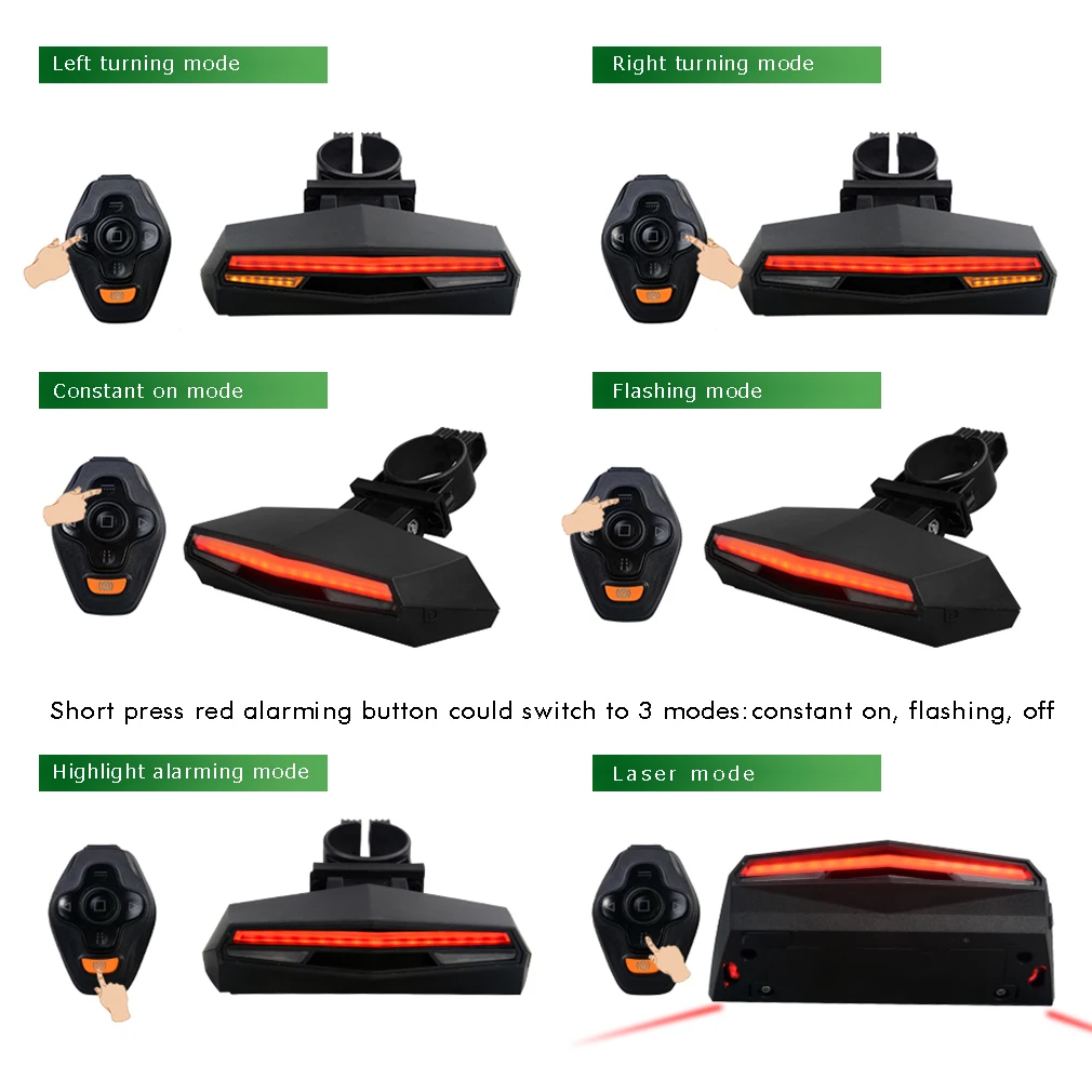 ABS Smart Zadaj Laserski Kolo Svetlobe Kolesarske Svetilke LED USB Polnilne Brezžični Daljinski Nadzor z Obračanjem Kolesarjenje Bycicle Svetlobe
