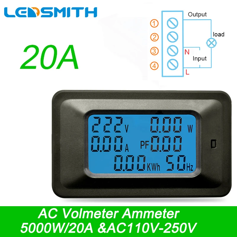 AC 22000W 250V 100A Multi-Funkcijo Vklop, Zaslon Digitalni Napetost Tekočih Metrov kazalnik Faktor Moči Frekvence Merilnik