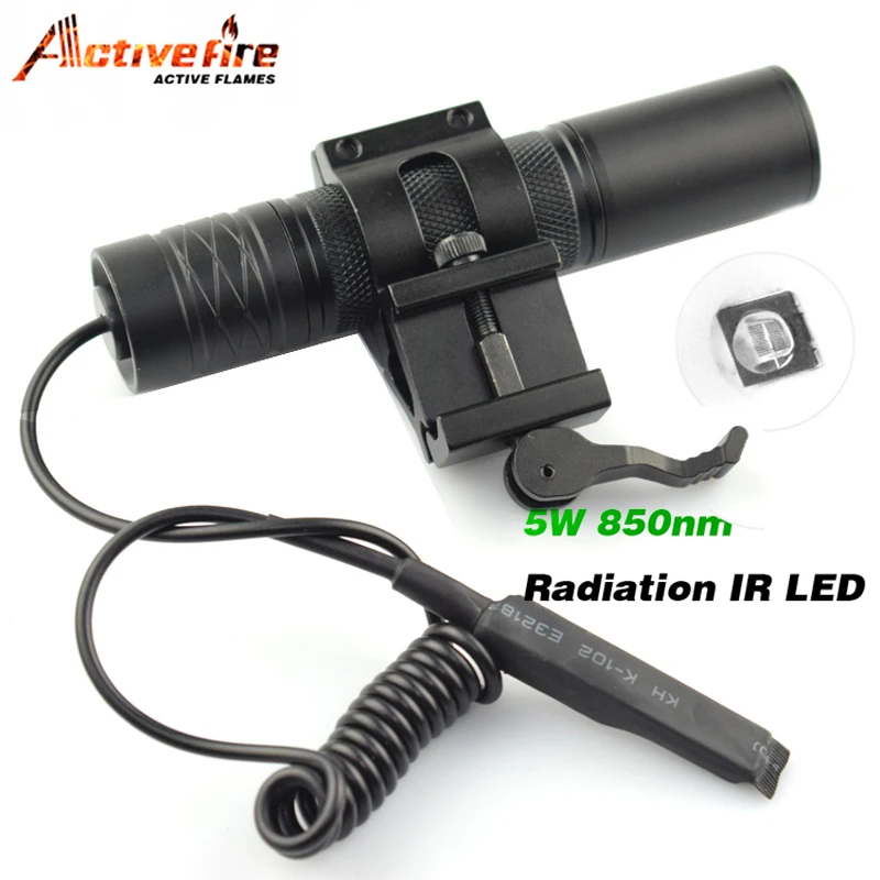 Activefire 5W 850NM IR LED Svetilka LED Nočno Vizijo Baklo 38 mm objektiv Infrardečo Svetlobo Nastavljiv Zoomable Baklo za Lov