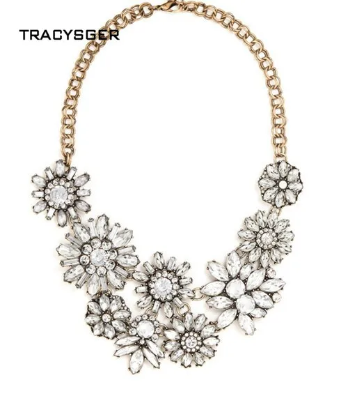 AD-xl20083/ sladko dekle nakit / brezplačna dostava/ visoke kakovosti, jasno, kristalno cvet gruče izjavo ogrlica