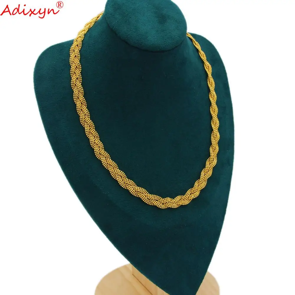 Adixyn Novih 50+5 cm Ročno Tkane Ogrlica Zlato Barvo Modni Nakit Afriške Etiopski Verige za Ženske, Moške N10275