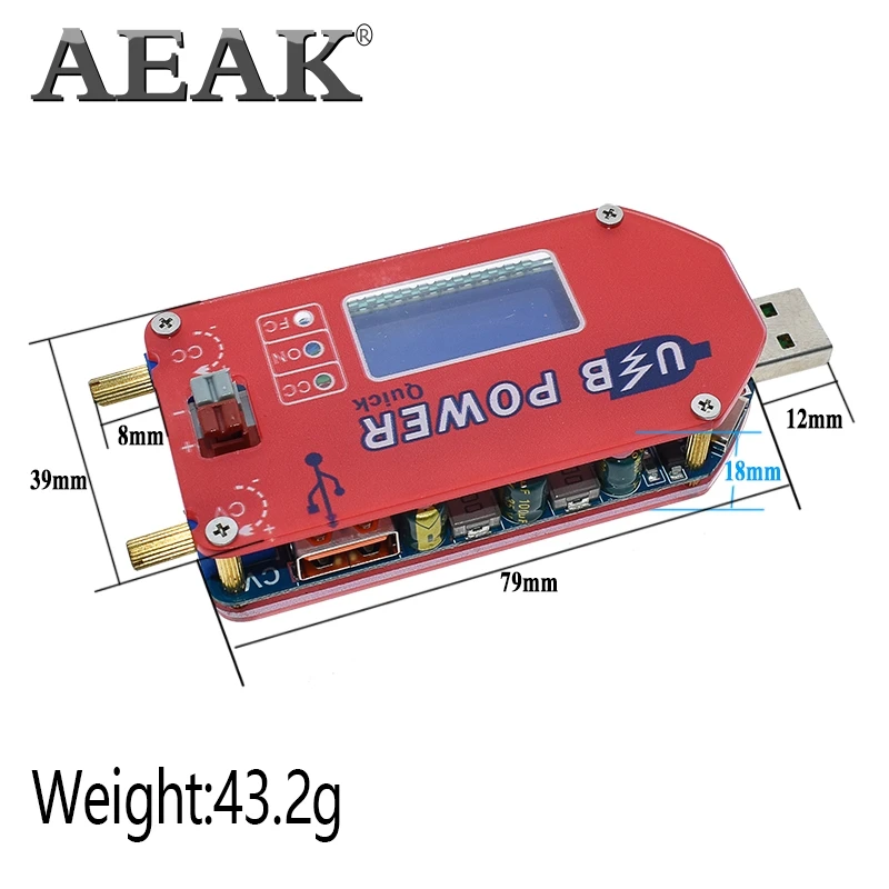 AEAK DP3A Digitalni zaslon USB nastavljiva moč modula DC 1-30V 15W QC 2.0 3.0 FCP Hitro polnjenje laboratorijski napajalnik regulador