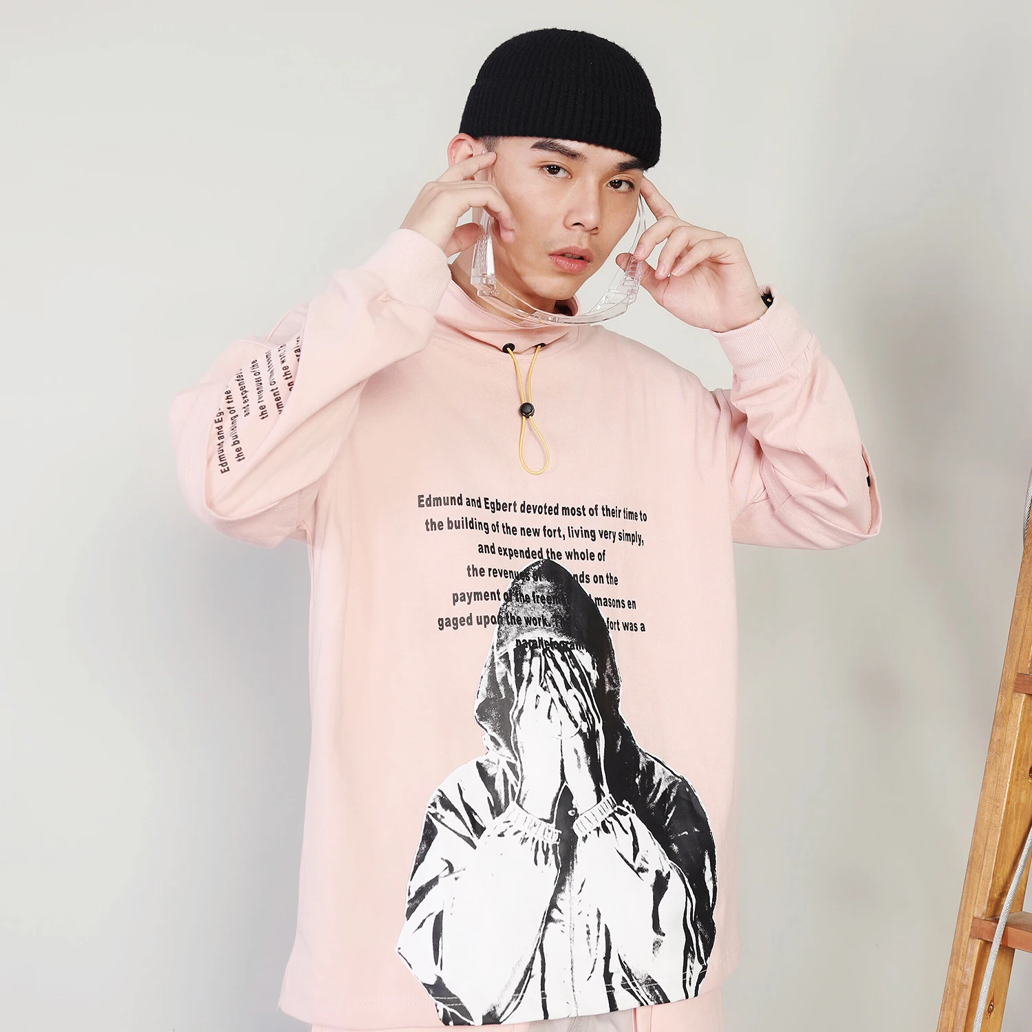 Aelfric Eden Sramežljiv Fant Pismo Natisnjeno Mens Sweatshirts Jeseni Harajuku Ulične Priložnostne Bombaž Moda Hip Hop Male Dolg Rokav