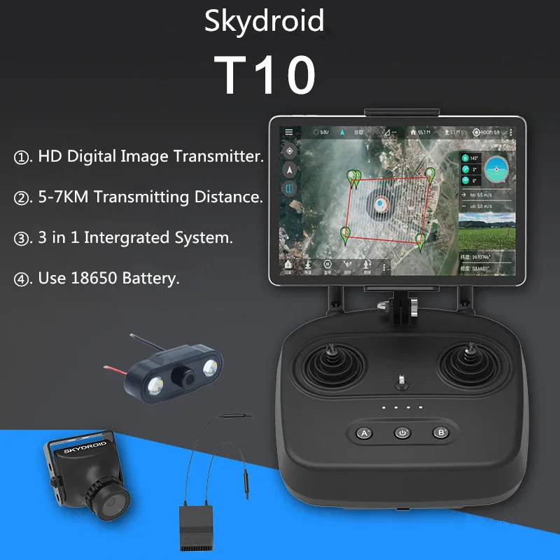 Aerops Skydroid T10 Radijski Daljinski upravljalec Mini LED Kamera 5-7km Digitalne Slike Oddajnik 3 v 1 za Kmetijstvo Brnenje UAV