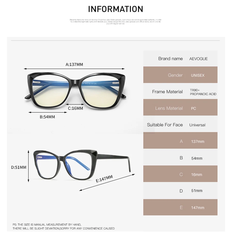 AEVOGUE Nova Ženska Anti-Modra Svetloba Očala Mačka Oči Optično Okvir TR90 Očala na Recept Očala KS112