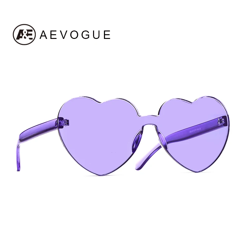 AEVOGUE sončna Očala Za Ženske 2019 Nov Modni Pregleden Candy Barve Srce blagovne Znamke Oblikovalec Rimless Ljubezen oculos de sol AE0618