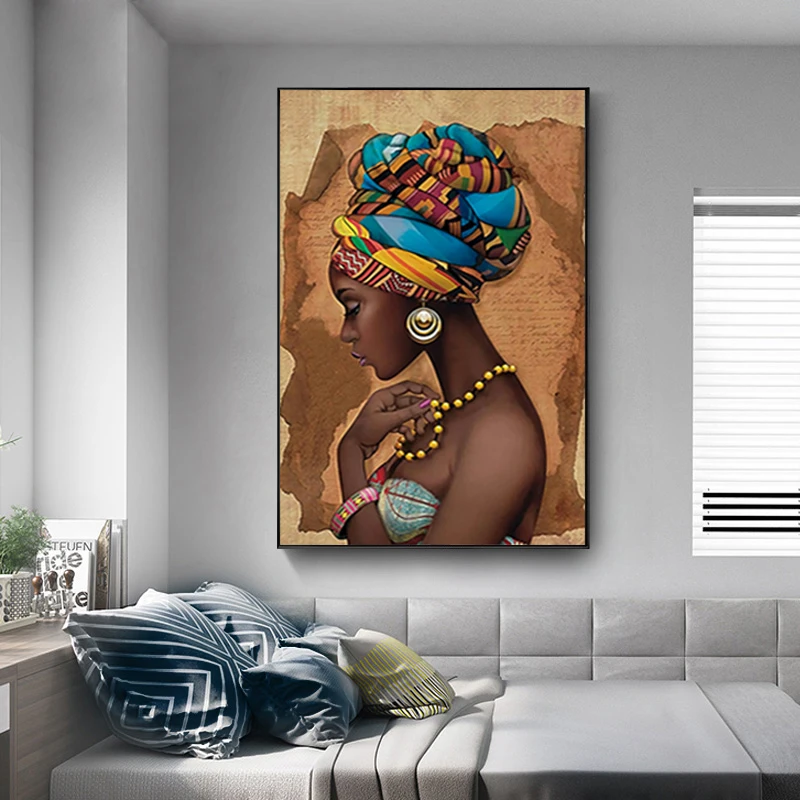Afrika Wall Art Platno Slikarstvo Črna Ženska Plakatov in Fotografij Stenske Slike za Dnevna Soba Dekoracijo Sodobne Dom Dekor Cuadro