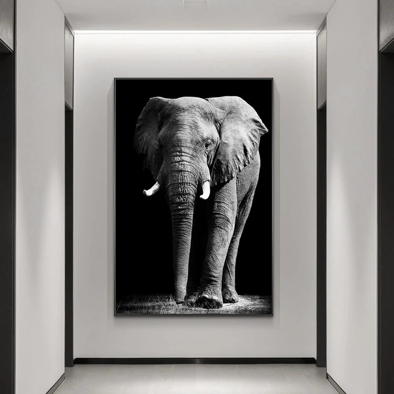 Afriški Slon Wall Art Platna Slike Črno-Bele Živali Steno Plakatov In Fotografij Stenske Slike Za Dnevno Sobo Cuadros