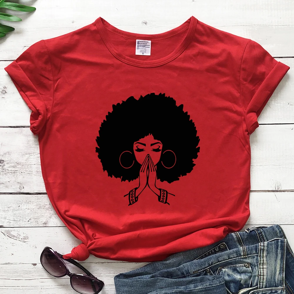 Afro Ženska Moli Čistega Bombaža zabavno T-shirt Duhovno Ženske Krščanske Tshirt Estetske Tumblr Hipster Grafični Tees Vrhovi Spusti Ladje