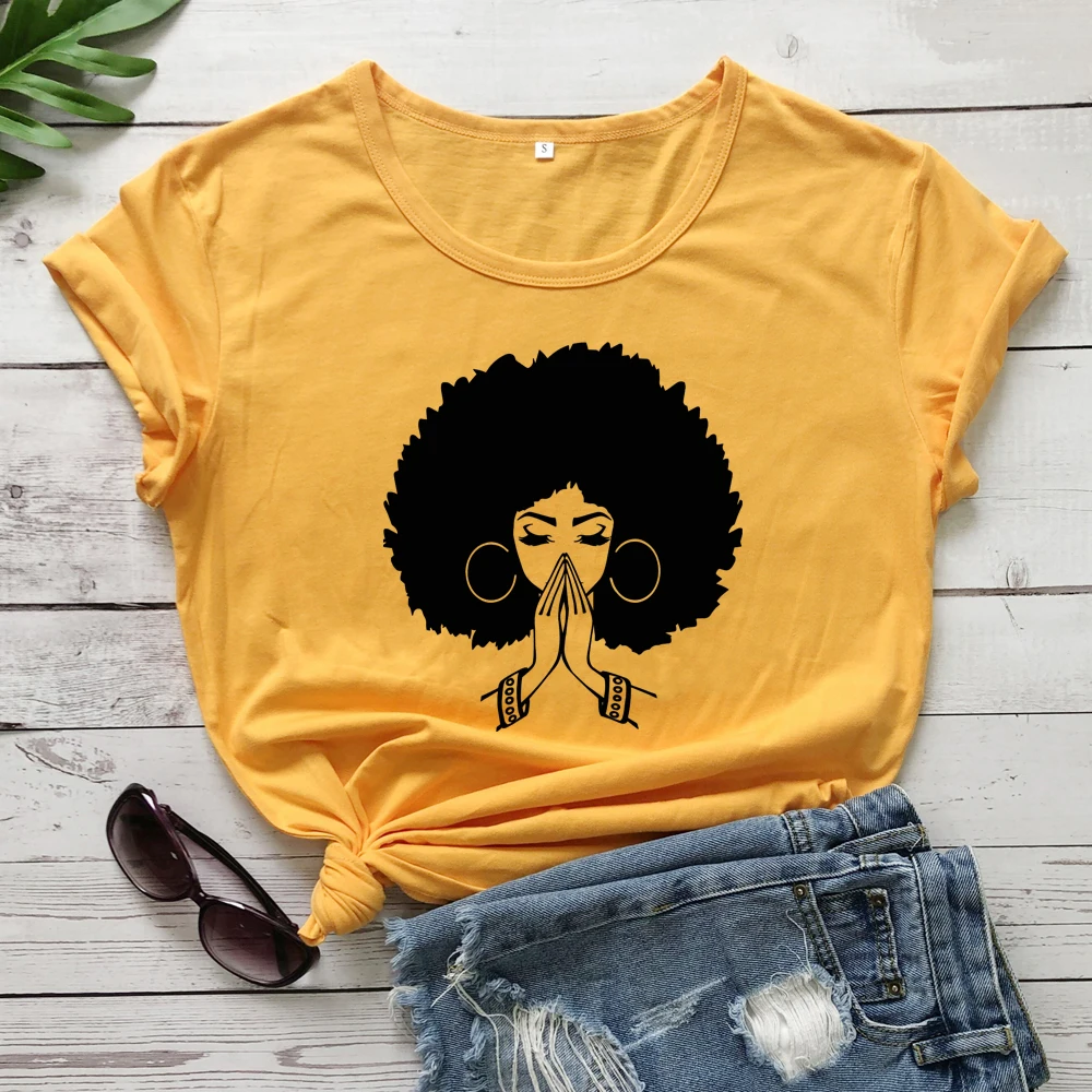 Afro Ženska Moli Čistega Bombaža zabavno T-shirt Duhovno Ženske Krščanske Tshirt Estetske Tumblr Hipster Grafični Tees Vrhovi Spusti Ladje