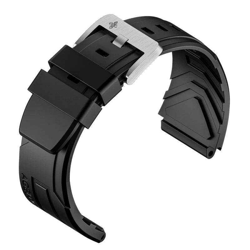 Agelocer Usnje Watch band Gume Watch Trak Nepremočljiva Watch Trak 25 mm Pravega Usnja, črna