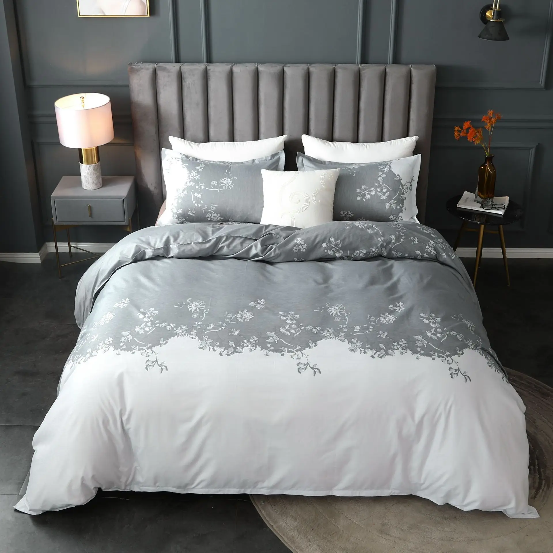 Aggcual čiste barve preprost beding nastavite luksuzni vroče prodaje fance tekstilne rjuhe kritje nastavite zakonsko posteljo king size z rožo 3pcs be77