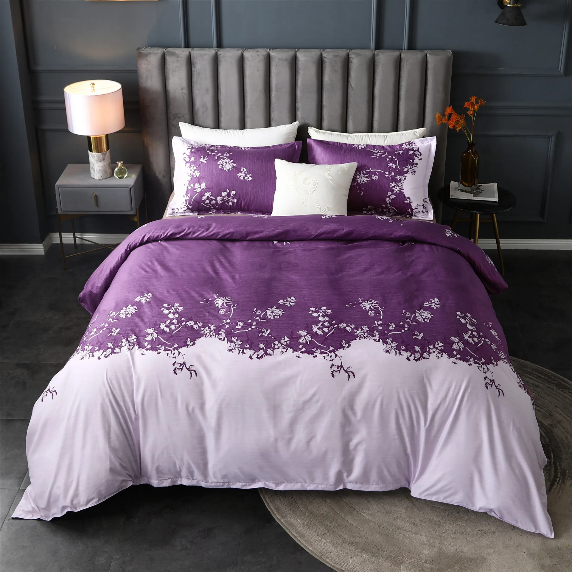 Aggcual čiste barve preprost beding nastavite luksuzni vroče prodaje fance tekstilne rjuhe kritje nastavite zakonsko posteljo king size z rožo 3pcs be77
