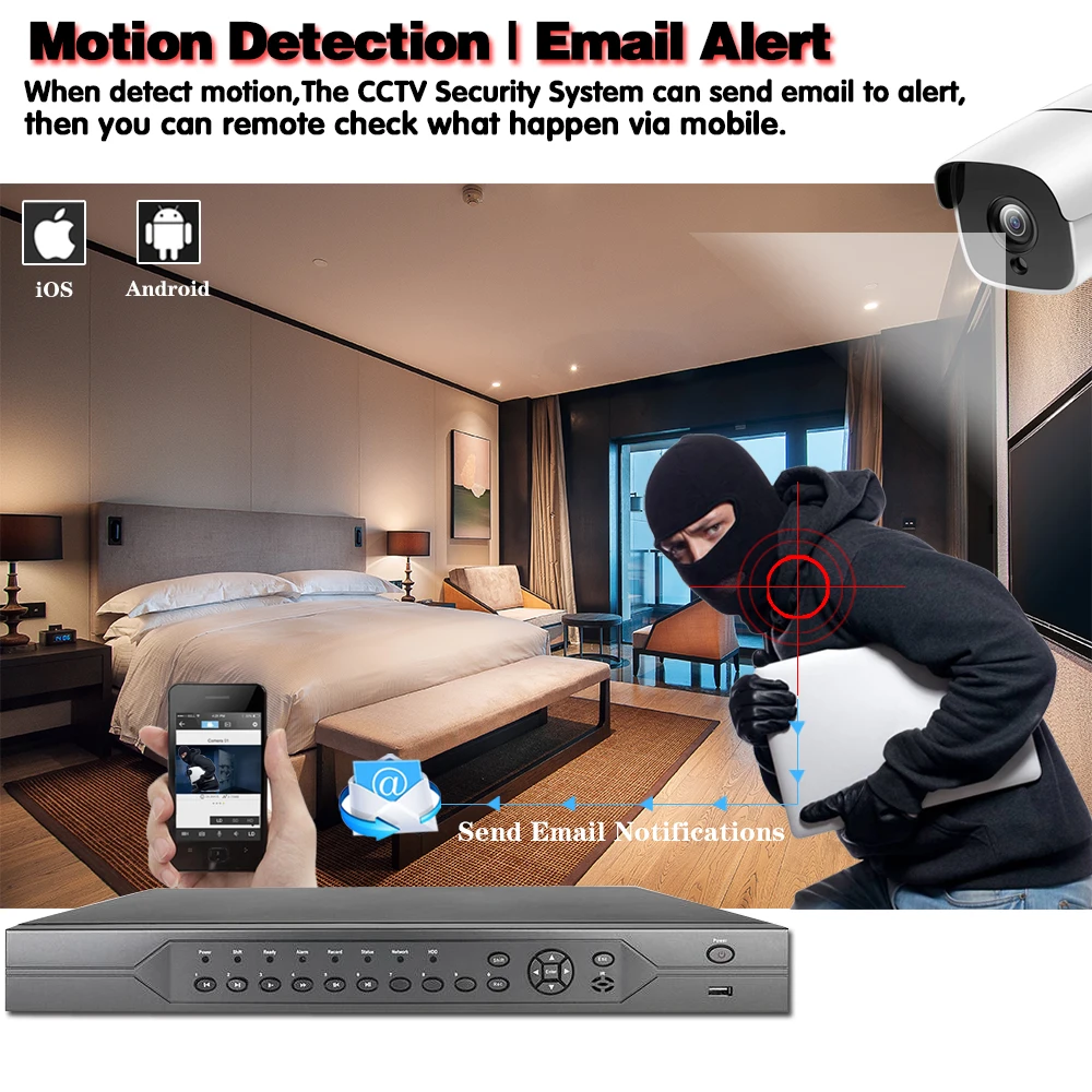 AI Smart 4K 5MP Sistem 16CH POE CCTV Varnosti NVR Kit HD Zvok Audio Snemanje Zunanja IP Kamera za Nadzor Sistema