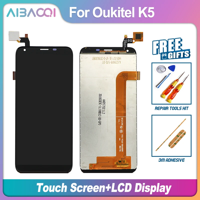AiBaoQi Novo Izvirno 5.7 Palčni Zaslon na Dotik 1440x720 LCD-Zaslon Skupščine Zamenjava Za Oukitel K5 Android 7.0