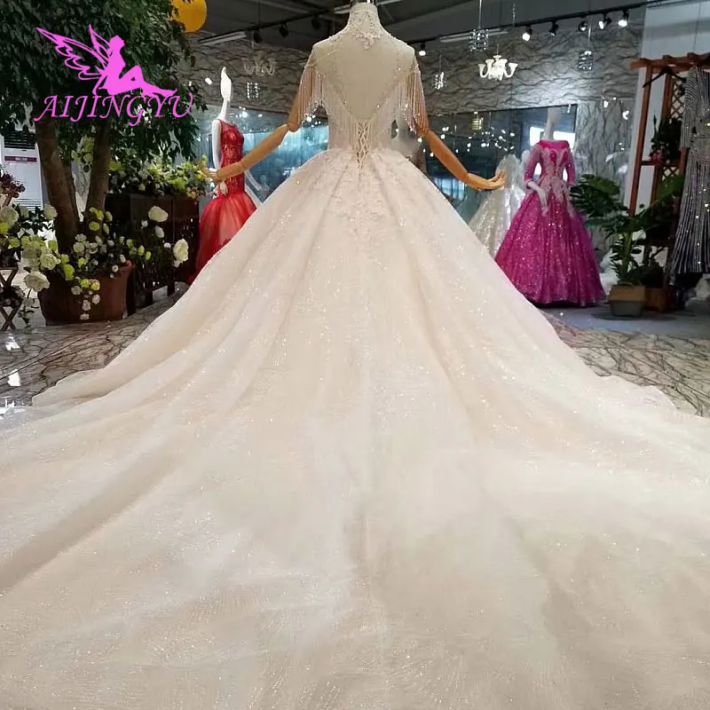 AIJINGYU Izmenljive Luksuzni Halje 2020 2021 Poročne Online Poceni Za Prodajo Rose Čipke Rep Seks Obleko Žogo Obleke Poročne Obleke