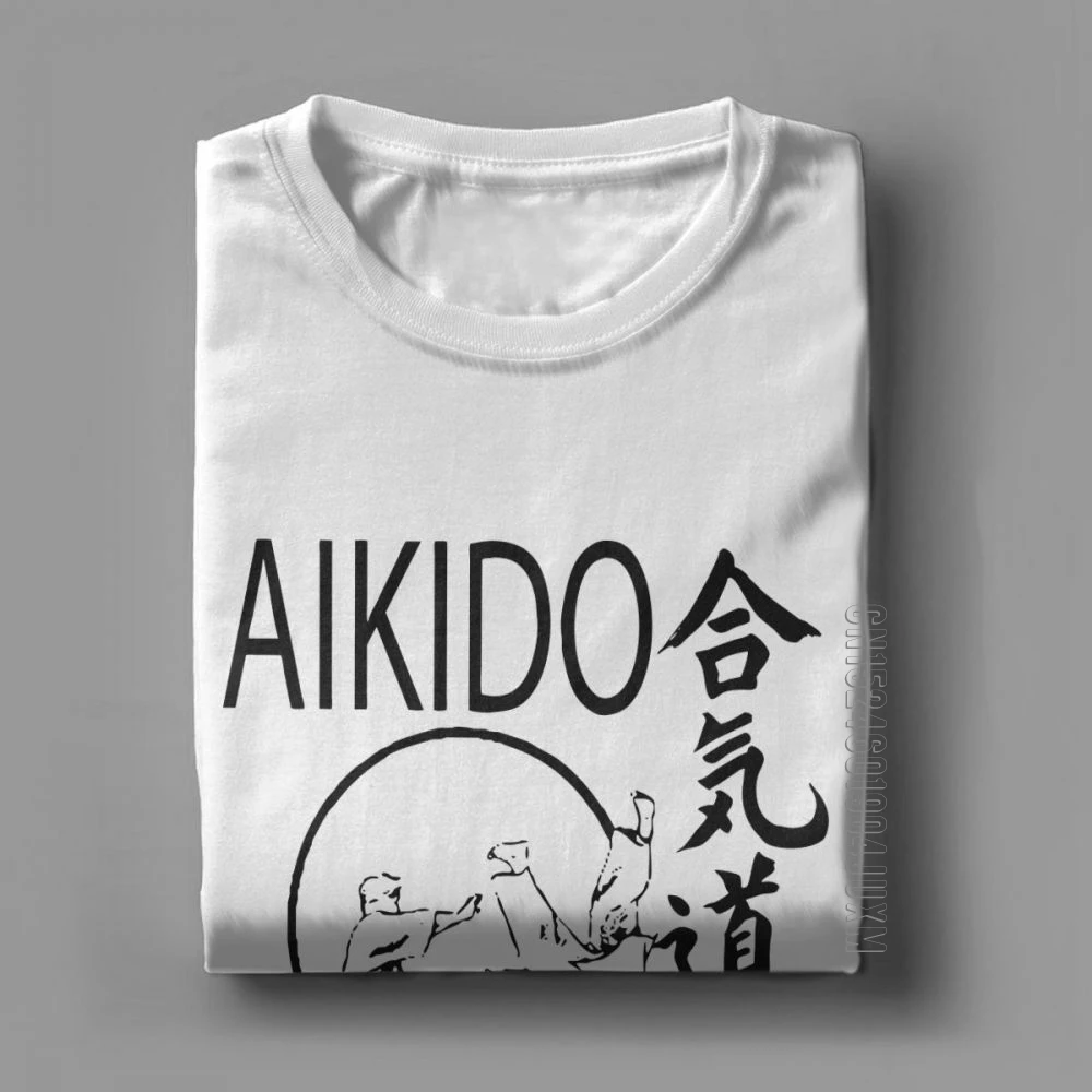 Aikido Novost T Shirt Za Moške Taekwondo Karate High Street Vrhovi Grafiko, Ki Je Natisnjena Tees Bombaž Posadke Vratu T-Shirt Plus Velikost