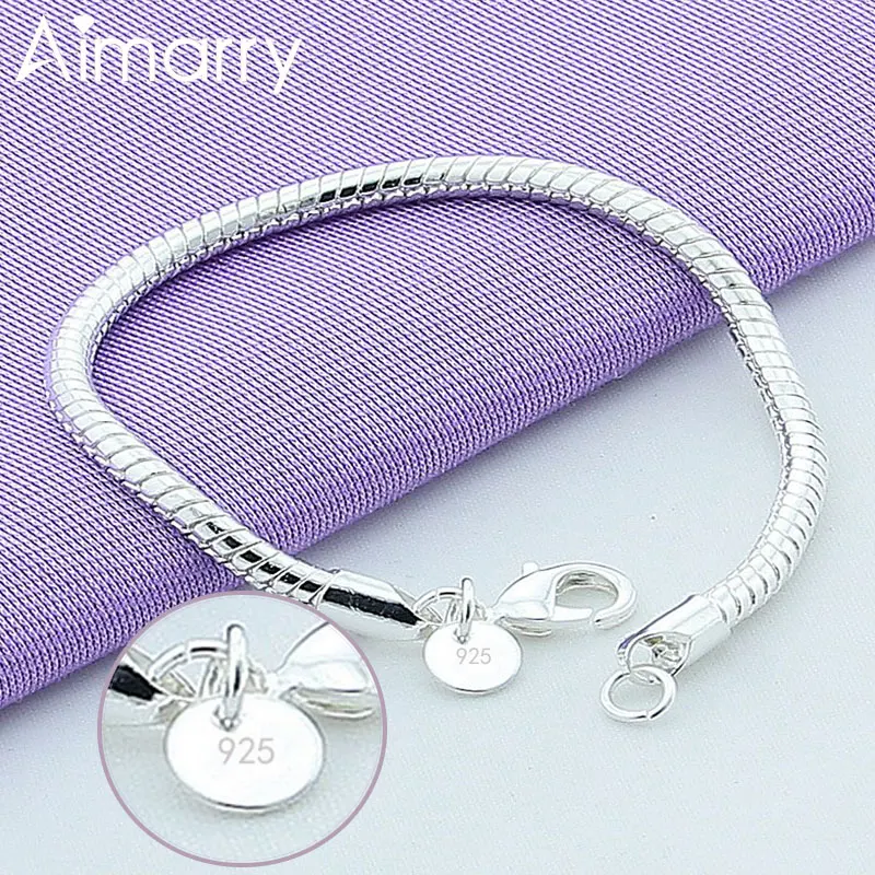 Aimarry 925 Sterling Silver 3 MM Kača Verige Zapestnica Za Ženske, Modni Nakit Stranka Posla Poročna Darila