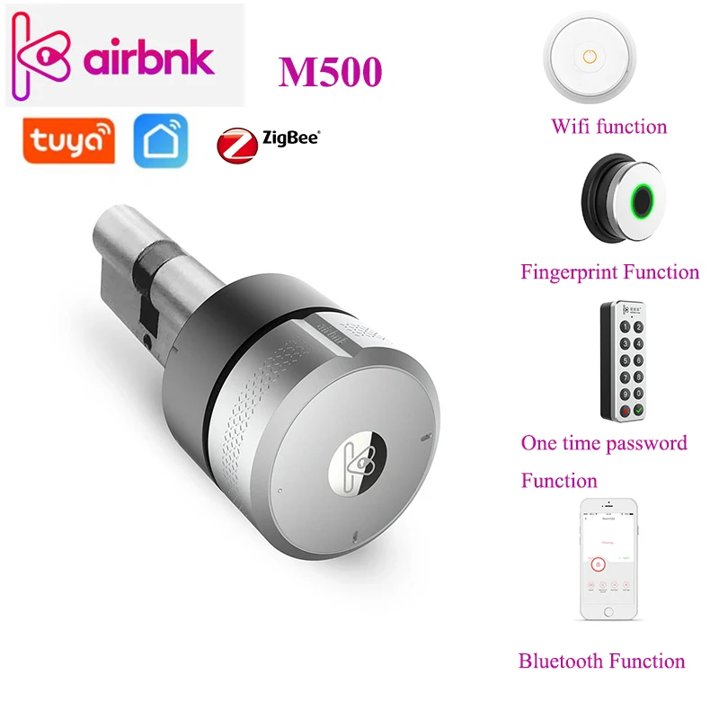 Airbnk Za Xiaomi Prehod Zgbee Tuya Smart Lock Valj Airbnk M500 Prstnih/Wifi/Bluetooth/izklop in Tipke/biometričnih Telefon Nadzor
