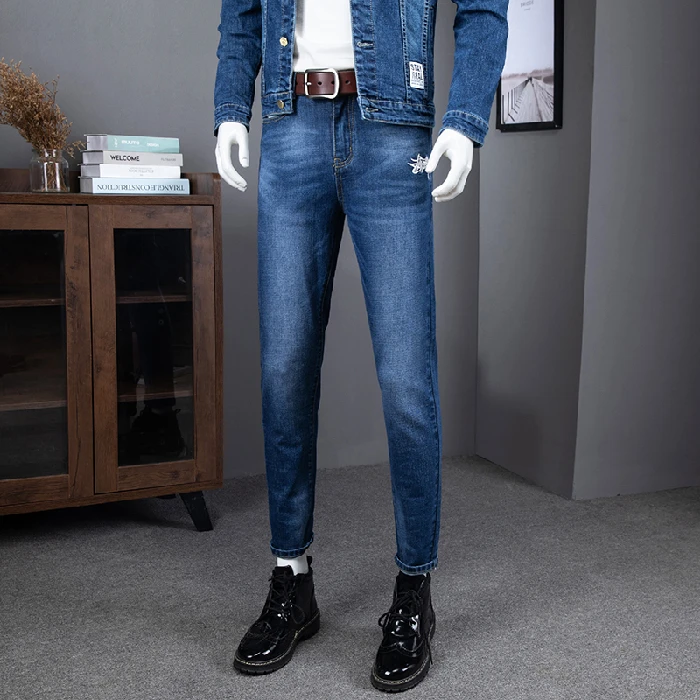 AIRGRACIAS Obleko, dvodelno, Človek Denim Jeans Jakno Trendy Modni Vse-Tekmo Pismo, Tiskanje, Vezenje Slim Odsek, ki bo Ustrezala Azijskih Velikost