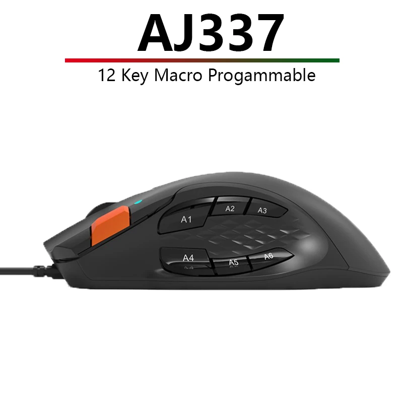 AJ337 USB Žična Gaming Miška 12 Tipka Macro Progammable 12000DPI Strojne opreme pomaga Igralec Miši Za PC, Laptop, Prenosnik