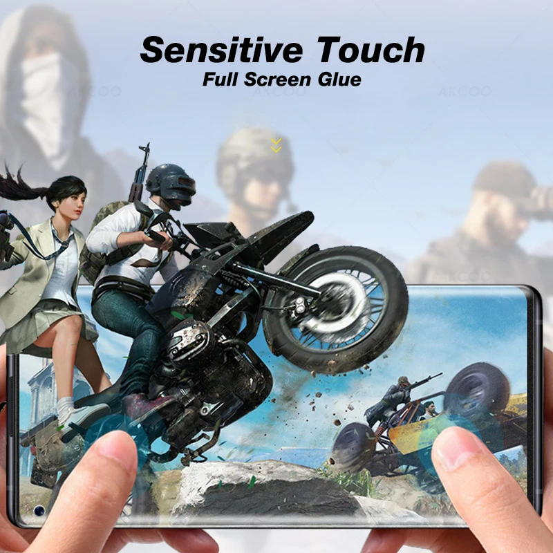 Akcoo za OnePlus 8 Pro Screen Protector UV celozaslonskem Lepilo Kaljeno Steklo za OnePlus 7T 8 Pro film odklepanje z prstnih odtisov