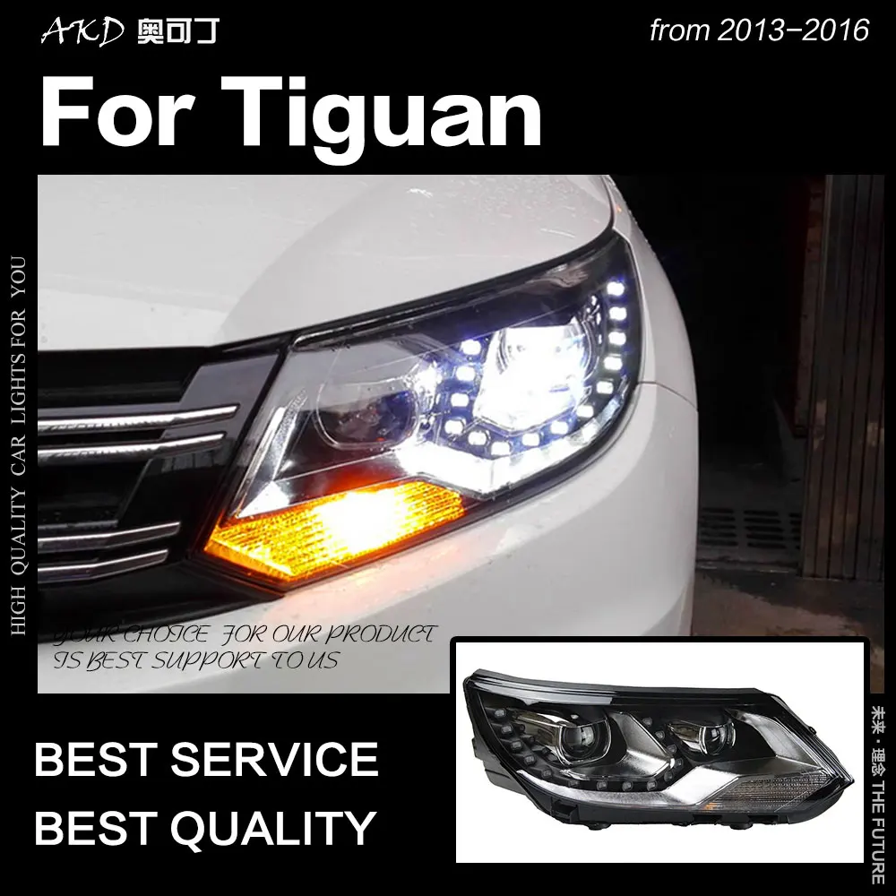AKD Avto Styling za VW Tiguan Žarometi 2013-2016 Tiguan LED Smerniki DRL Skril Glavo Svetilka Angel Eye Bi Xenon Žarek Dodatki