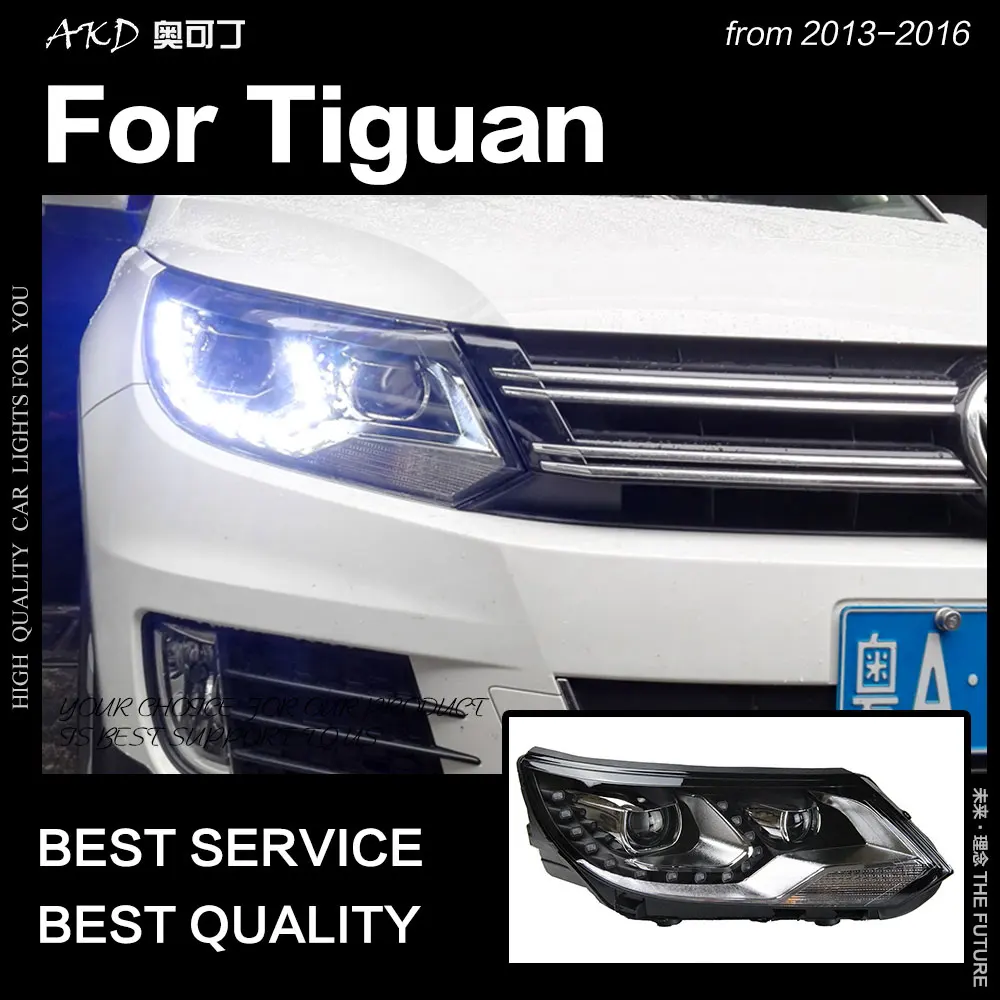 AKD Avto Styling za VW Tiguan Žarometi 2013-2016 Tiguan LED Smerniki DRL Skril Glavo Svetilka Angel Eye Bi Xenon Žarek Dodatki