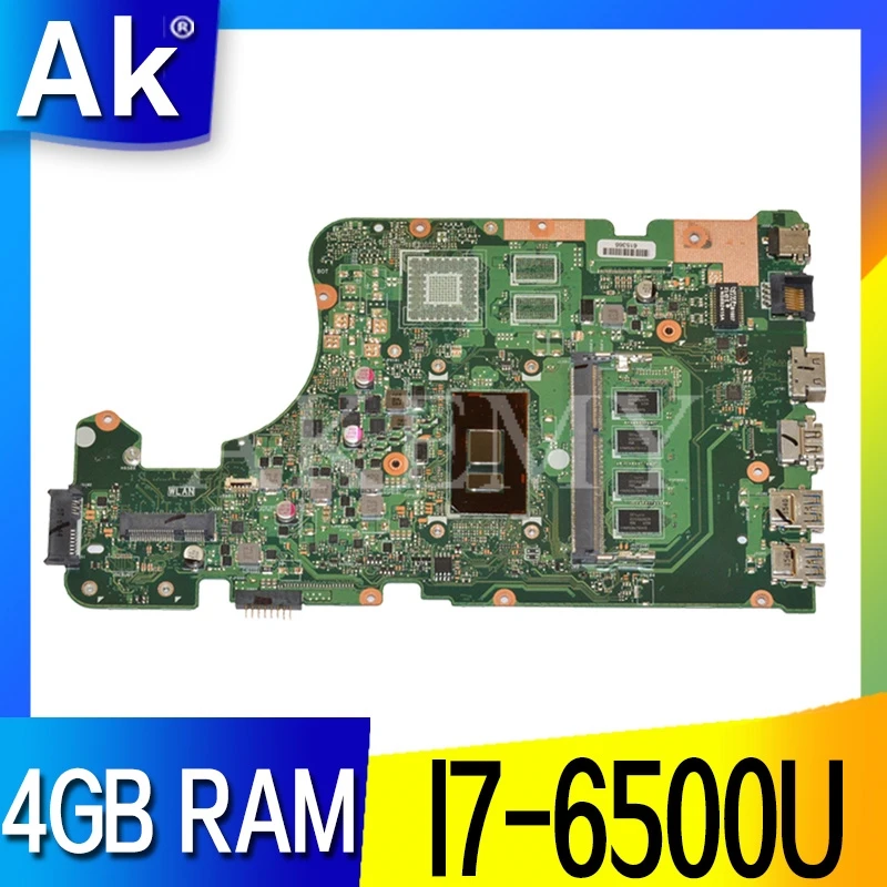 AKEMY X555UA original mainboard Za Asus X555UJ X555UF X555UQ X555UB X555U F555U A555U K555U 4GB RAM i7-6500U Prenosni računalnik z matično ploščo