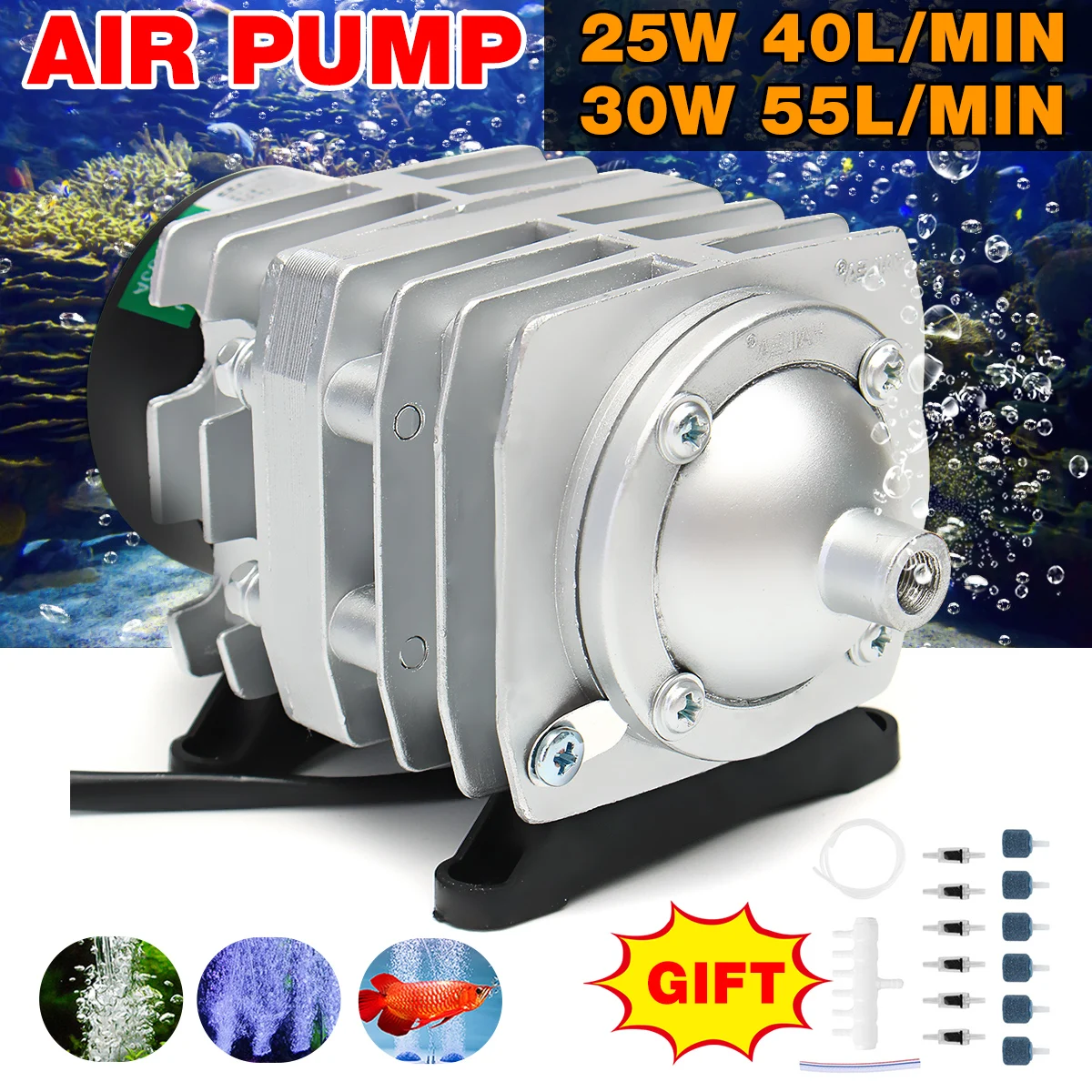Akvarij elektromagnetno zračni kompresor 82L/min fish tank črpalka zrak povečanje kisika črpalka HAILEA