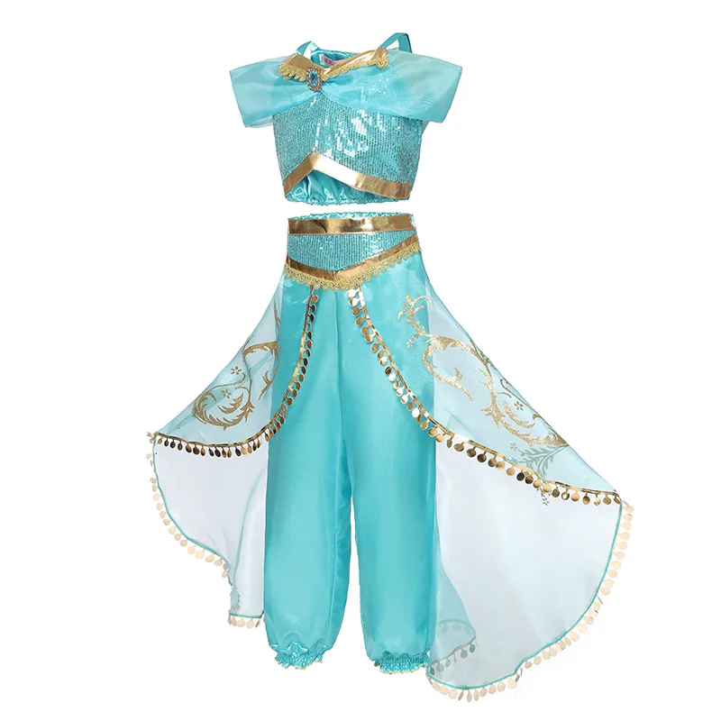 Aladdin Princesa Kostum Vile Kostum Otroci Halloween Cosplay Modno Dekleta Sequined Obleko Prikrivanje Vestiidos