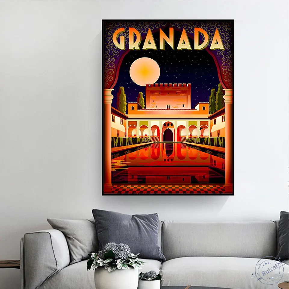 Alhambra Granada, Španija Potovanja Plakat in Tiskanje Digitalnih Wall Art Platno Slikarstvo Vintage Fotografij, Doma Dekor quadro cuadros