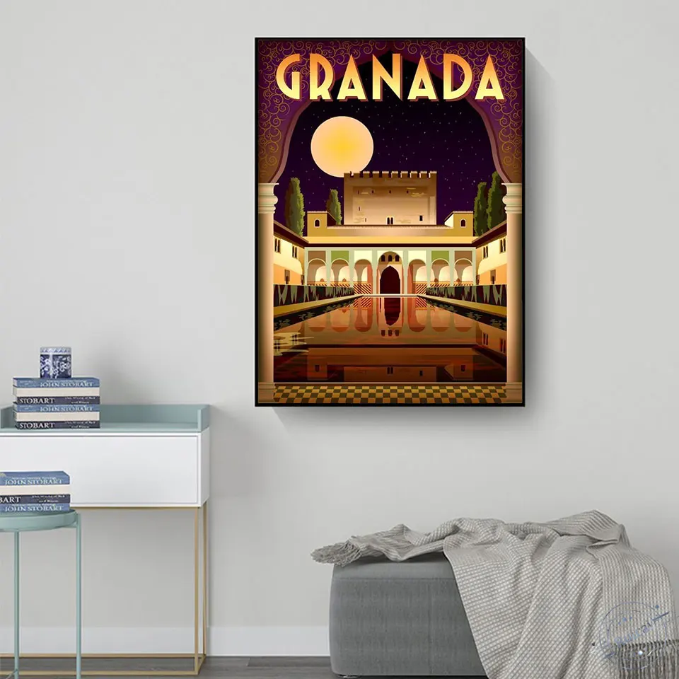 Alhambra Granada, Španija Potovanja Plakat in Tiskanje Digitalnih Wall Art Platno Slikarstvo Vintage Fotografij, Doma Dekor quadro cuadros