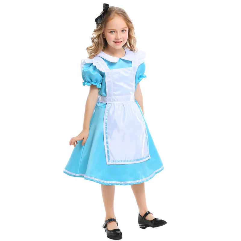 Alice Blue Dekleta Wonderland Obleko Carnival Party Delovanje Prom Stranka Fancy Kostum Princesa Obleke Umetnosti Fotografiranja Oblačila