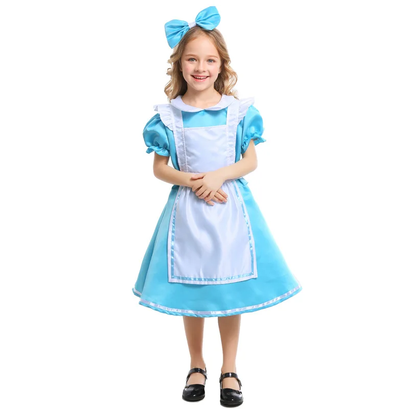Alice Blue Dekleta Wonderland Obleko Carnival Party Delovanje Prom Stranka Fancy Kostum Princesa Obleke Umetnosti Fotografiranja Oblačila