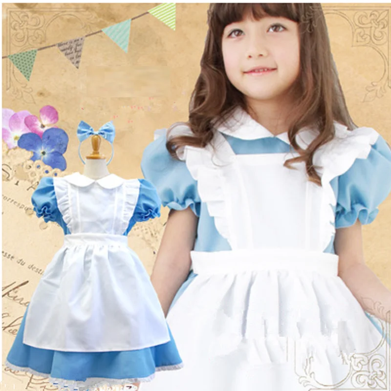 Alice blue Dream Avanturo kostum za otroke lolita obleko Devica Cosplay Karneval halloween Kostumi Za Otrok Otroke, dekleta stranka