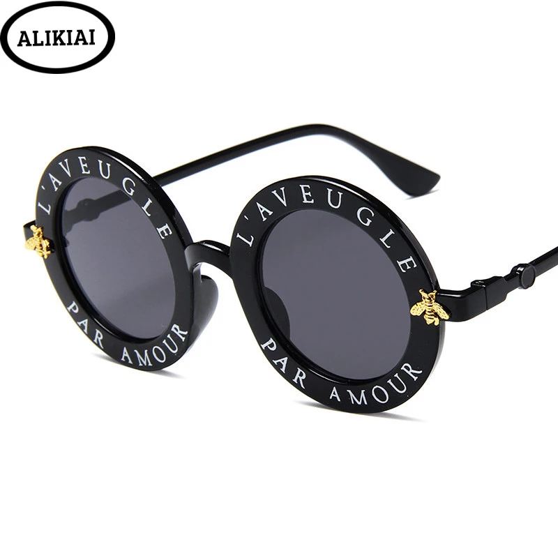 ALIKIAI 2020 blagovne Znamke Retro Okrogla sončna Očala angleške Črke Malo Čebel sončna Očala Moški Ženske okrogle očala UV400