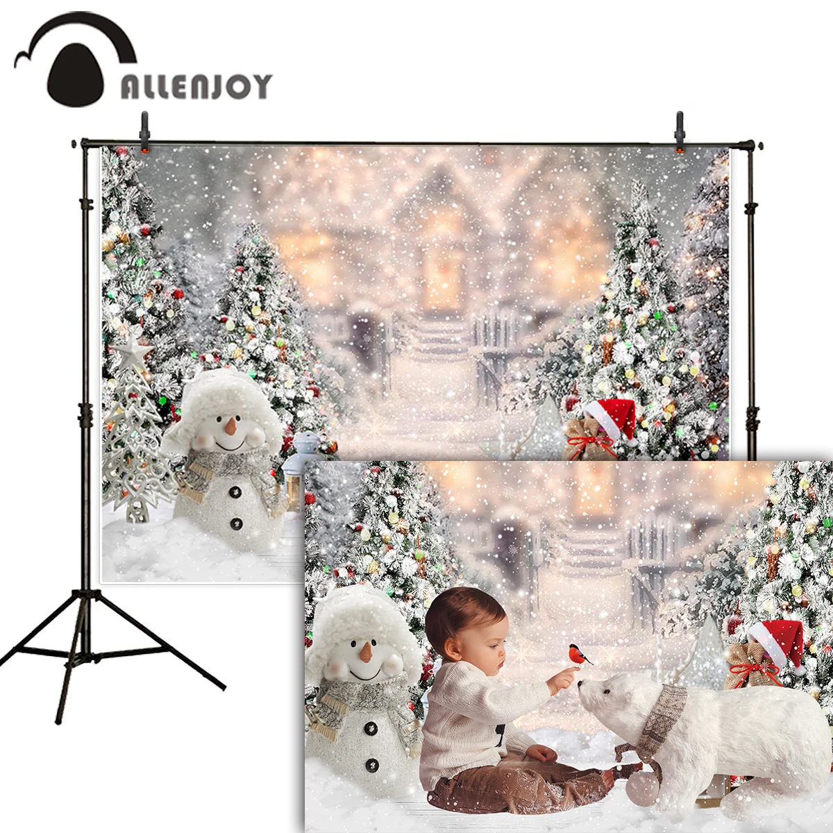 Allenjoy Božično Ozadje Snežinka Novo leto Družini Stranka Dekoracijo Bleščice Luči Pozimi Foto Studio Ozadju Photophone