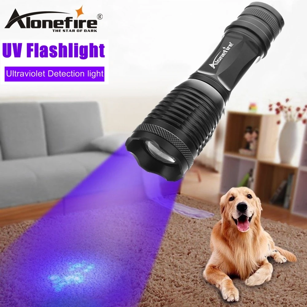 AloneFire Visoko Povečavo UV Svetlobo Ultraviol Svetilka 395nm Potovanja varnost Mačka Pes pet urina Odkrivanje Baklo Lučka za 18650 baterije
