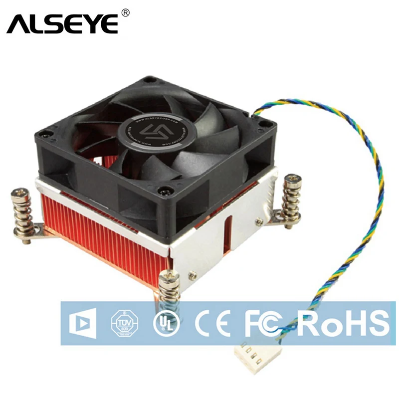 ALSEYE 2U Strežnik Hladilnik Dvojno Žogo Ventilator Hlajenja CPU Hladilnik z Bakrom hladilnega telesa za LGA 1155/1151/1150/1156 Visoko Zmogljivost