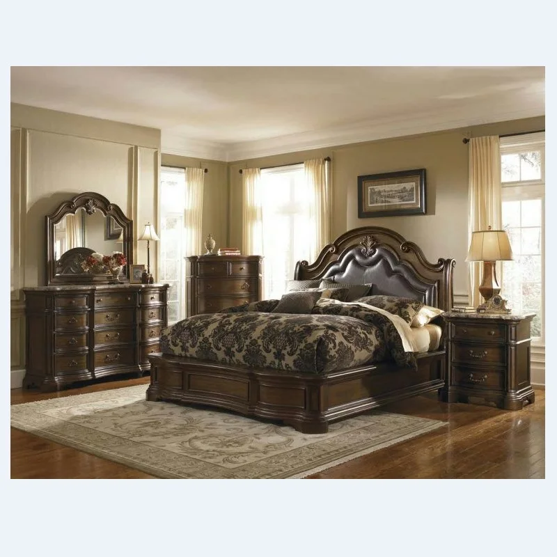 American high-grade masivnega lesa, pohištvo za spalnice nastavite usnje posteljo 316