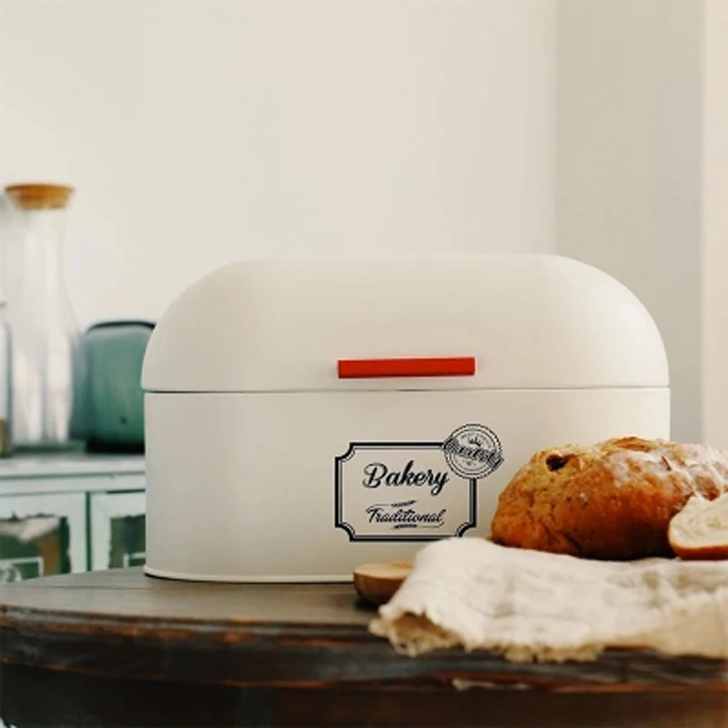 Ameriški Stil Gospodinjskih Tečajih Pokrov Durage Beli Retro Kuhinje Tin Kruh Food Prigrizke Kruh Bin Imetnik Posodo Škatla Za Shranjevanje