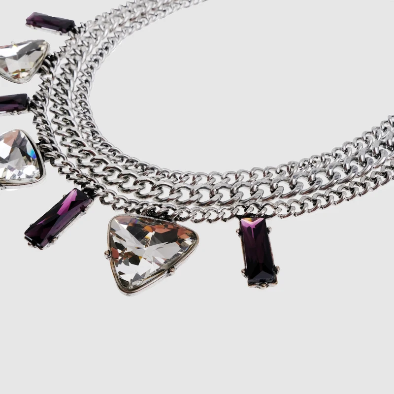 Amorita boutique geometrijo multi verige ogrlica v srebrni barvi