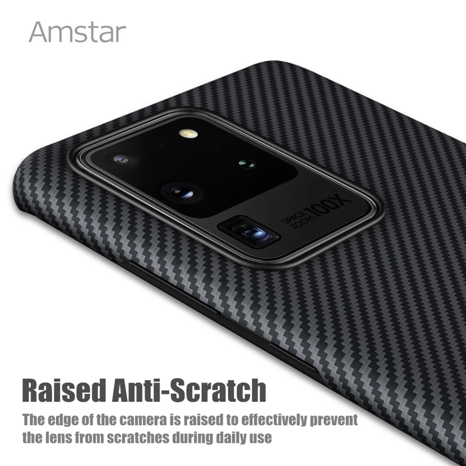 Amstar Pravi Ogljikovih Vlaken Zaščitni ovitek za Samsung S20 Plus S20 Ultra Čiste Ogljikovih Vlaken Ultra-tanek Primeru Anti-pade Težko Pokrov