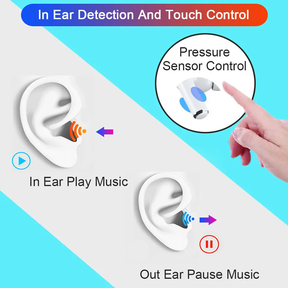 AMTER i9000 Pro TWS Bluetooth 5.0 Slušalke Brezžične Slušalke Gaming Čepkov Bas HiFi Stereo Šport Slušalke PK i900000 Pro