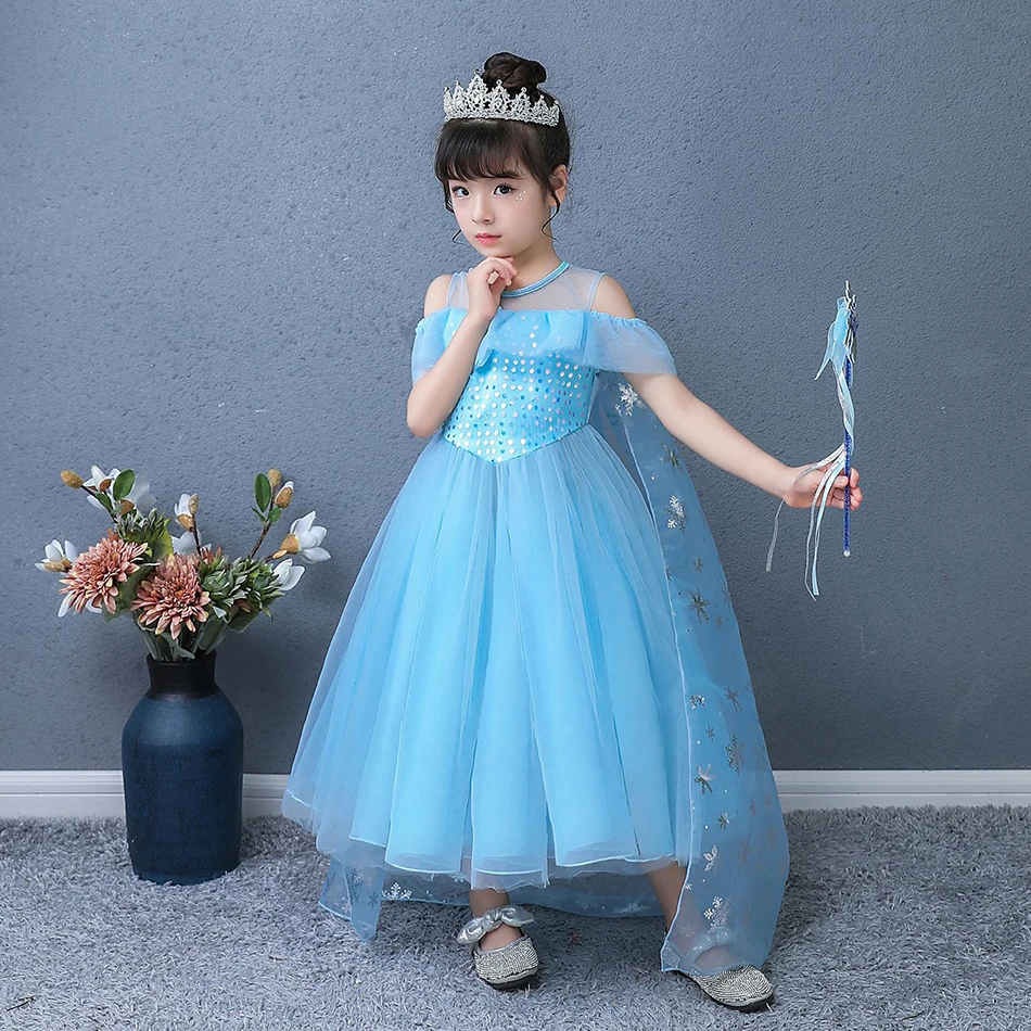 Ana Elsa Nova Snow Queen Obleko Princese Otroci Vestido